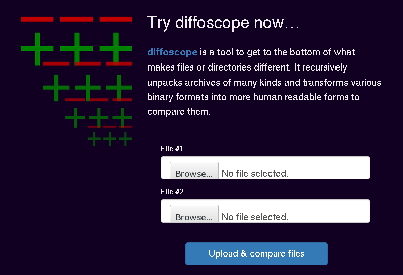 Screenshot of try.diffoscope.org